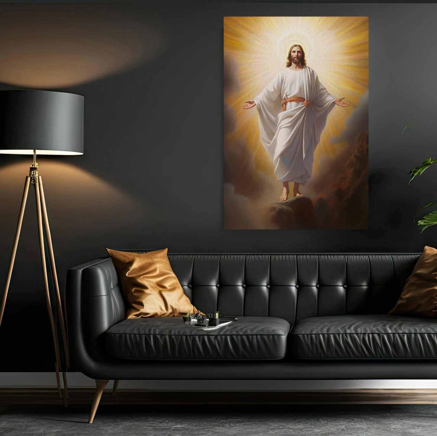 Ascension into the Heavenly Glow, Jesus Christian Canvas Painting, Xmas Wall Art Decor - Christmas Poster Gift