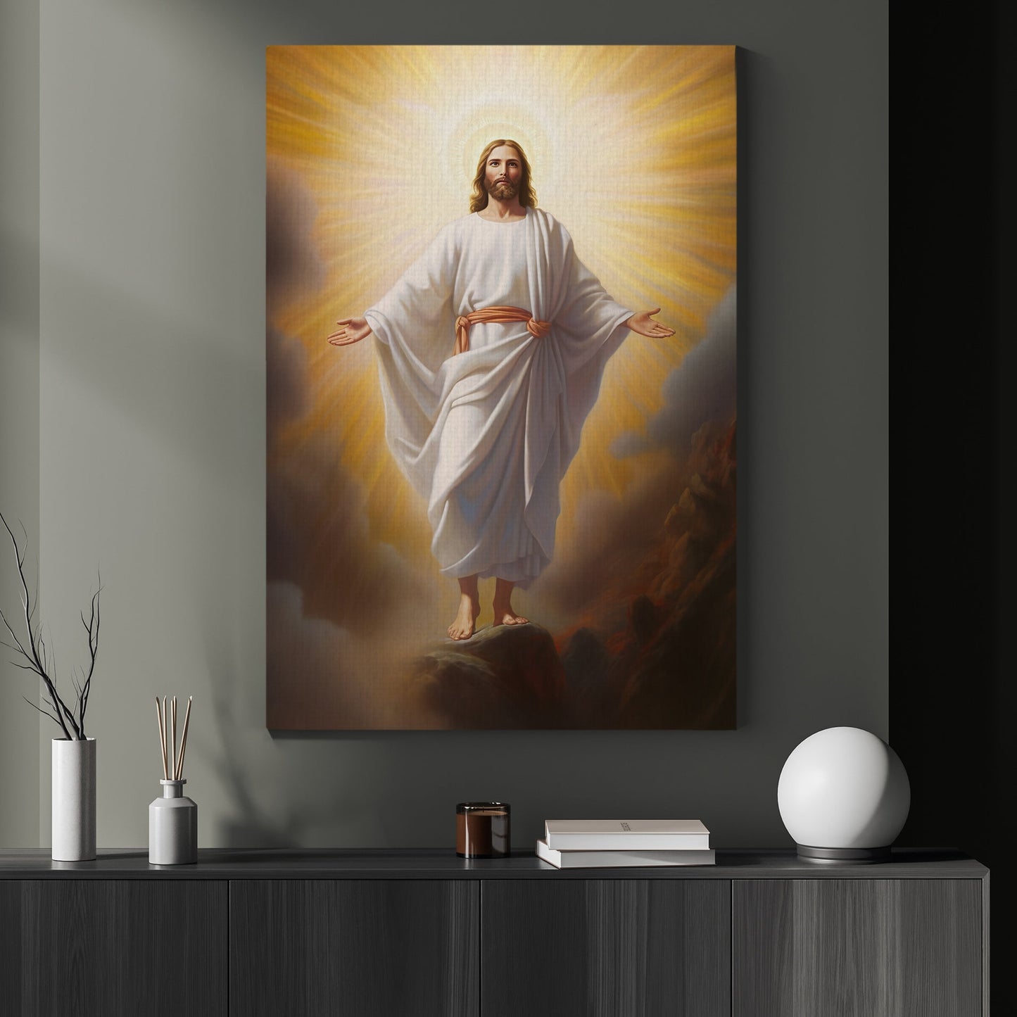 Ascension into the Heavenly Glow, Jesus Christian Canvas Painting, Xmas Wall Art Decor - Christmas Poster Gift