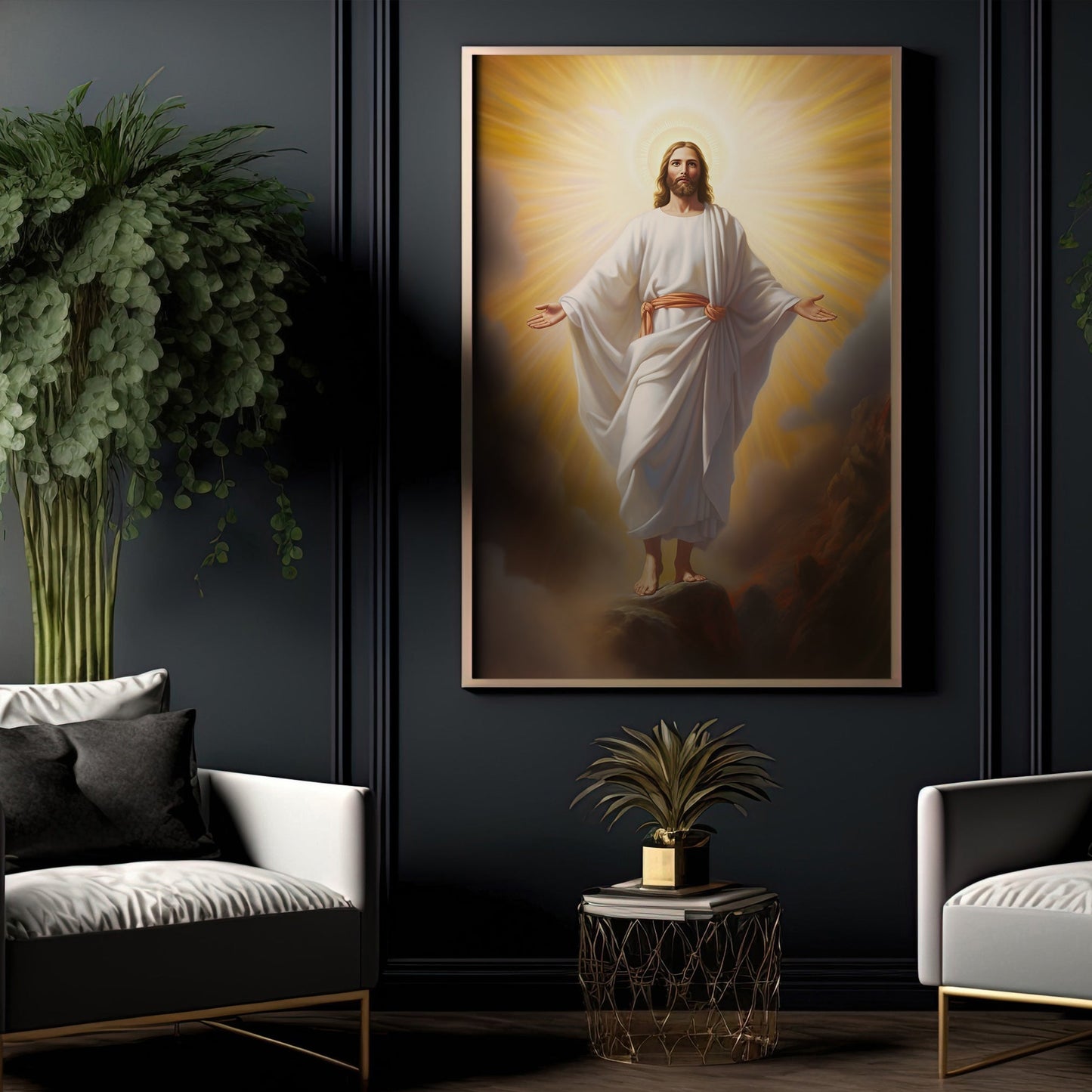 Ascension into the Heavenly Glow, Jesus Christian Canvas Painting, Xmas Wall Art Decor - Christmas Poster Gift