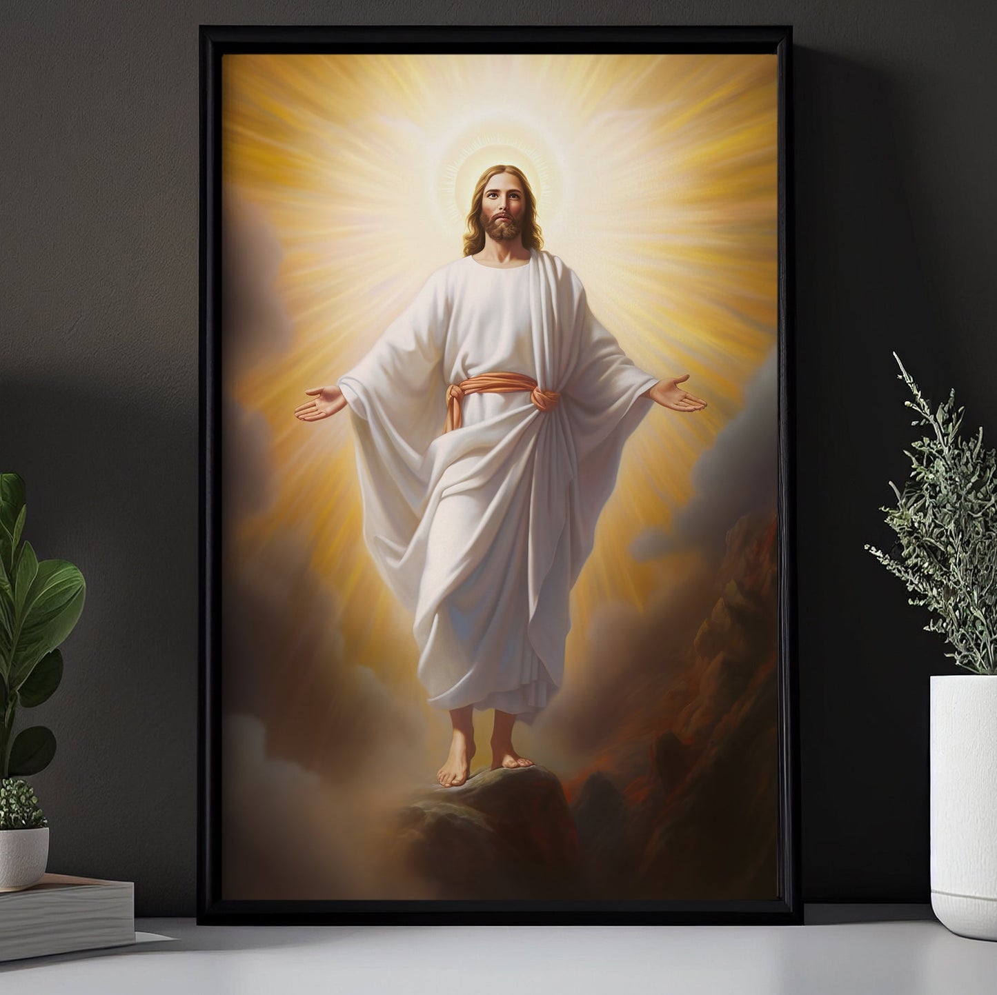 Ascension into the Heavenly Glow, Jesus Christian Canvas Painting, Xmas Wall Art Decor - Christmas Poster Gift