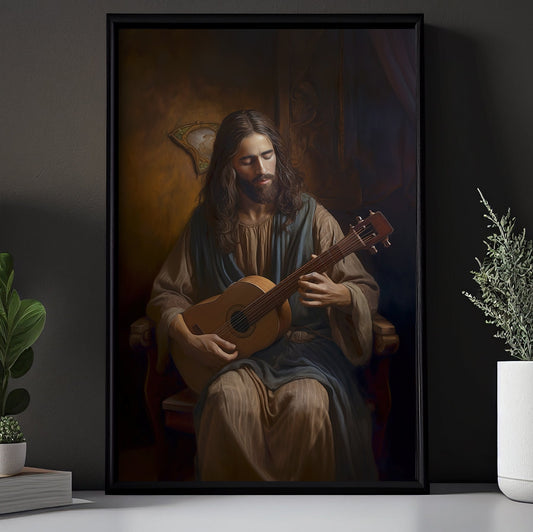 Harmony in Sacred Strings, Jesus Christian Canvas Painting, Xmas Wall Art Decor - Christmas Poster Gift