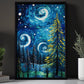 Starry Night Christmas Tree In The Forest Canvas Painting, Van Gogh Xmas Wall Art Decor - Christmas Poster Gift