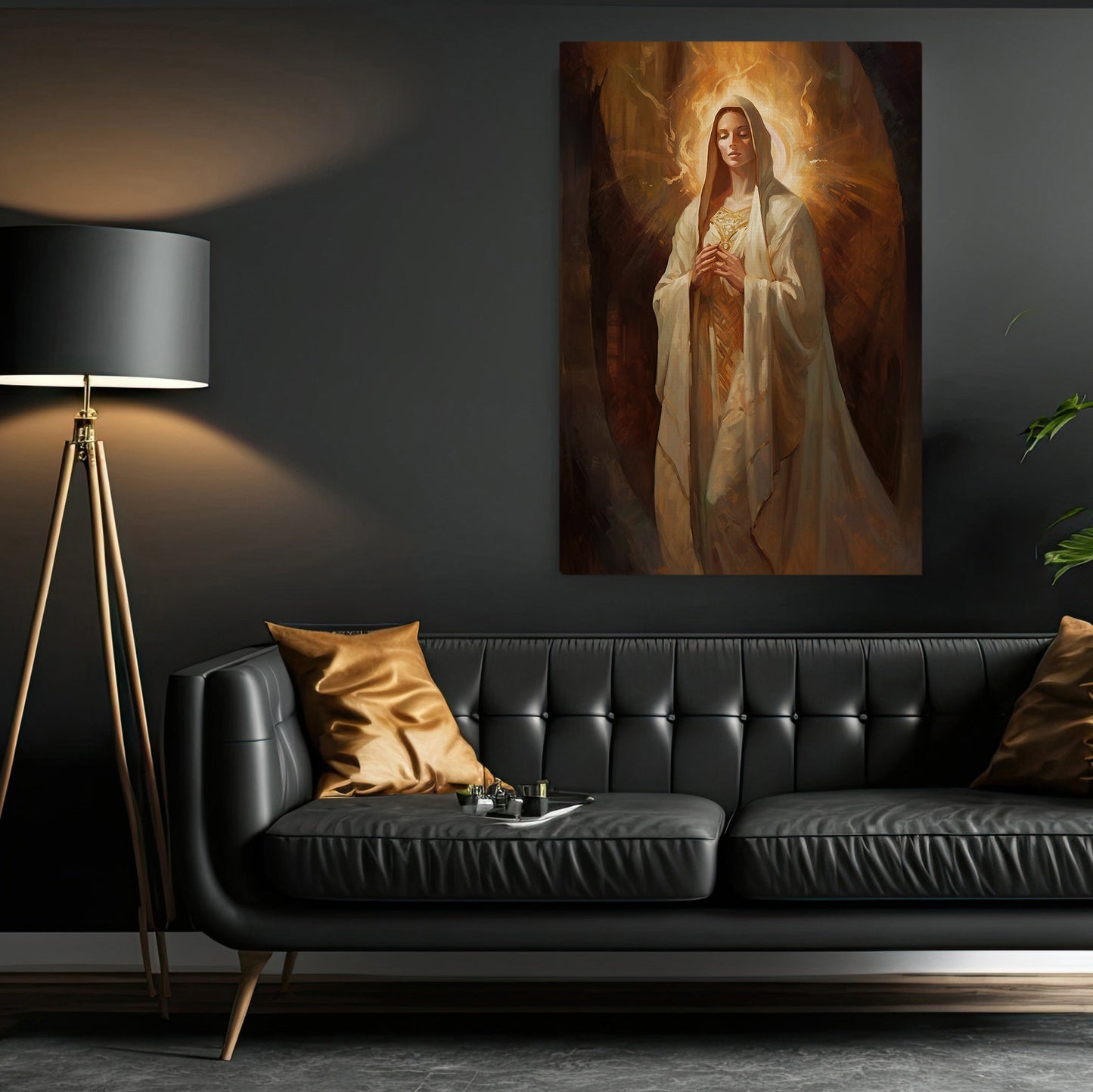 Radiance of the Holy Mother, Virgin Mary Canvas Painting, Xmas Wall Art Decor - Christmas Poster Gift