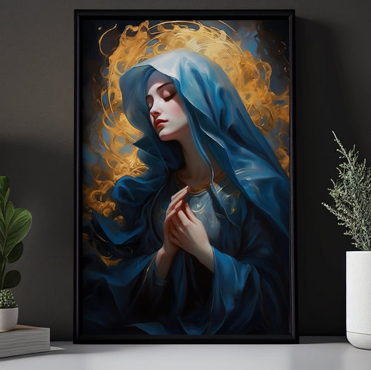 Divine Grace in Solemn Prayer, Virgin Mary Canvas Painting, Xmas Wall Art Decor - Christmas Poster Gift