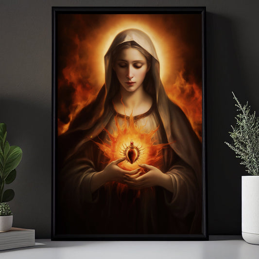 Eternal Love's Divine Embrace, Virgin Mary Canvas Painting, Xmas Wall Art Decor - Christmas Poster Gift