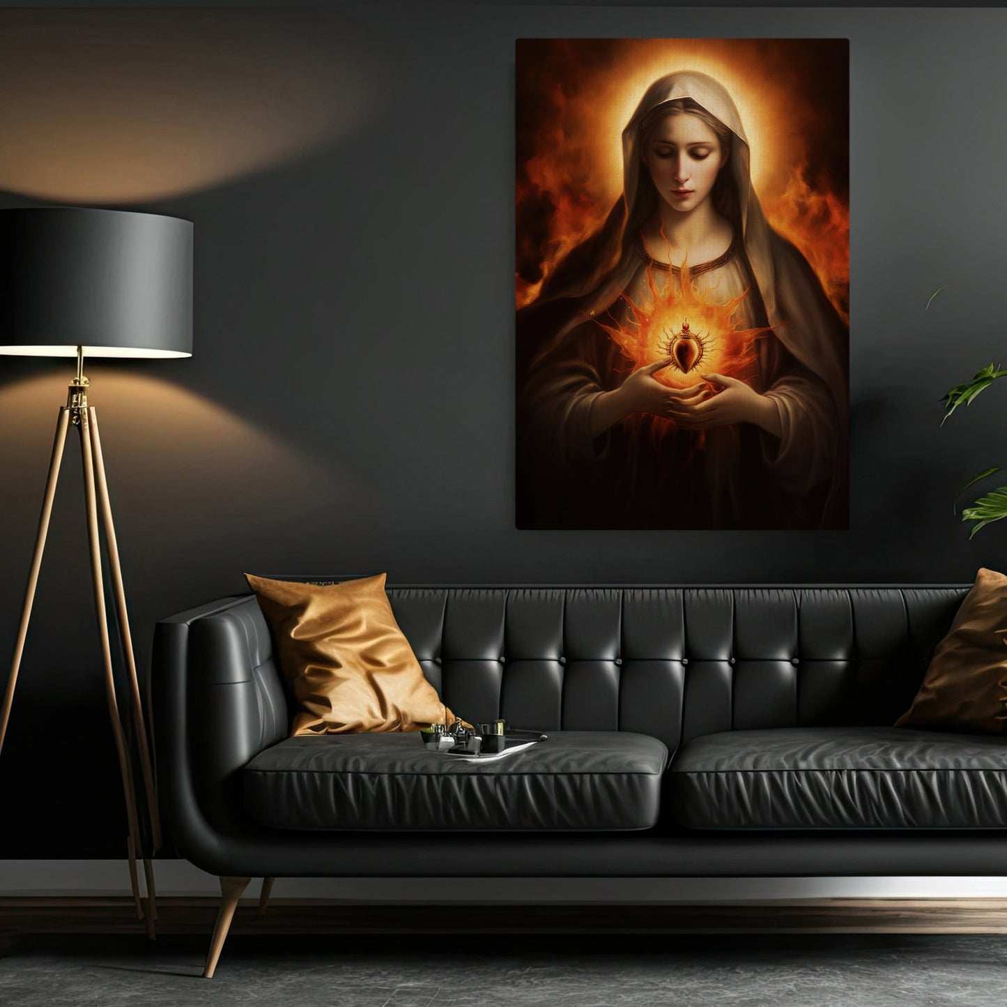 Eternal Love's Divine Embrace, Virgin Mary Canvas Painting, Xmas Wall Art Decor - Christmas Poster Gift