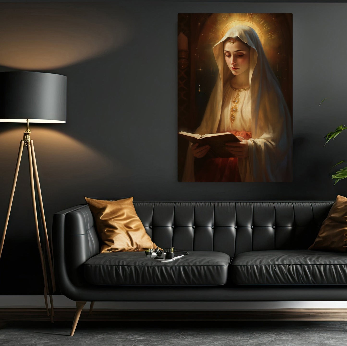 Guidance Through Sacred Texts, Virgin Mary Canvas Painting, Xmas Wall Art Decor - Christmas Poster Gift