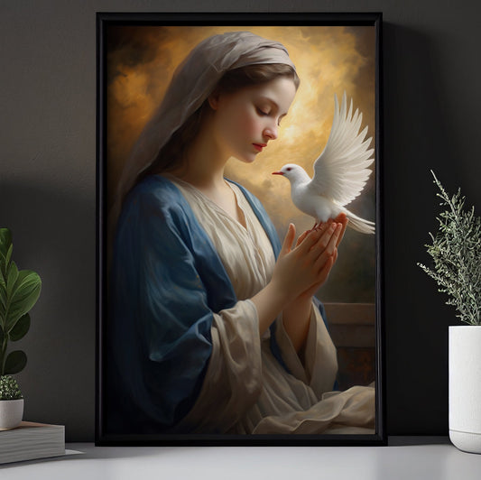 Serene Whisper of Divine Peace, Virgin Mary Canvas Painting, Xmas Wall Art Decor - Christmas Poster Gift