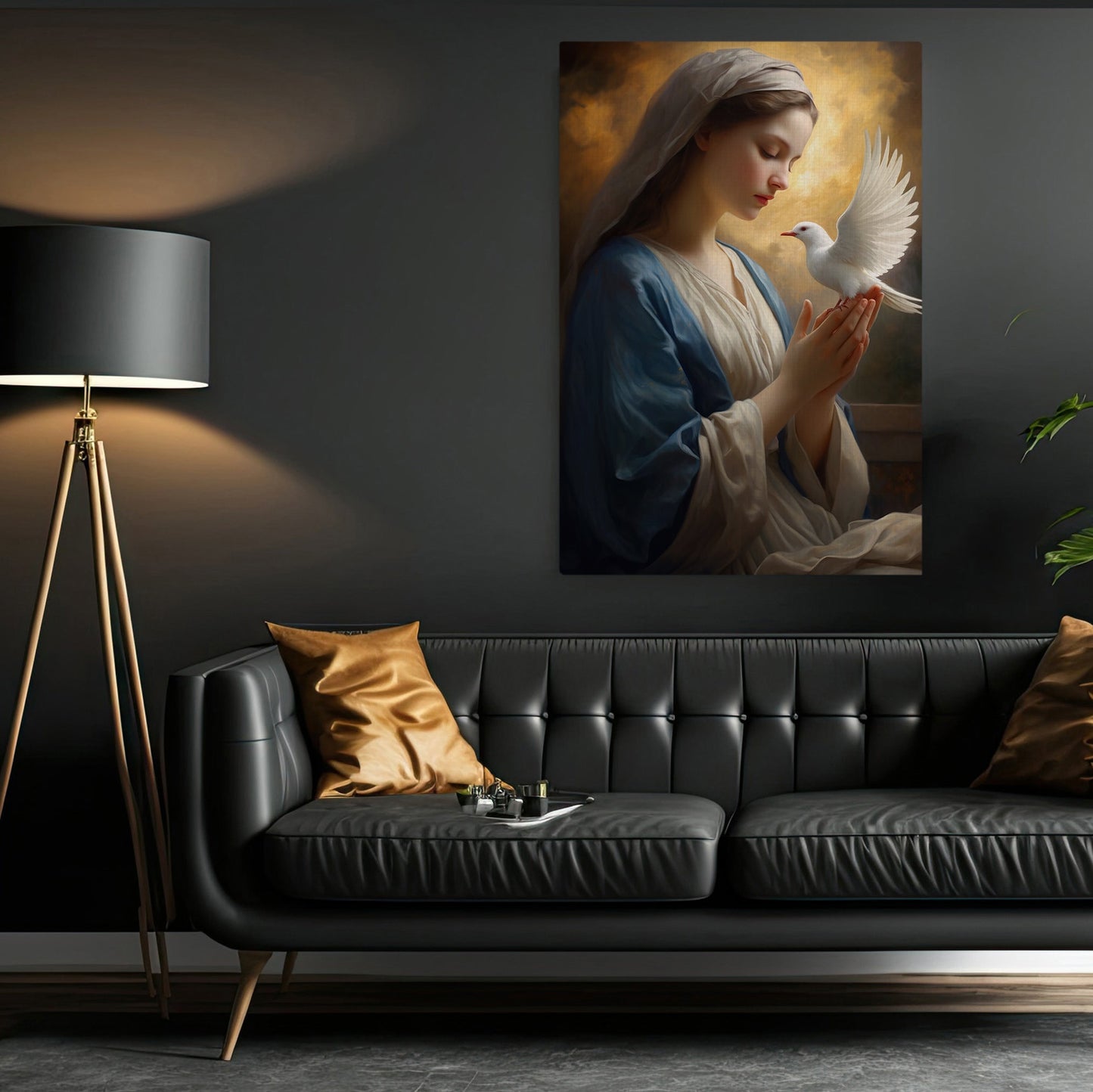 Serene Whisper of Divine Peace, Virgin Mary Canvas Painting, Xmas Wall Art Decor - Christmas Poster Gift