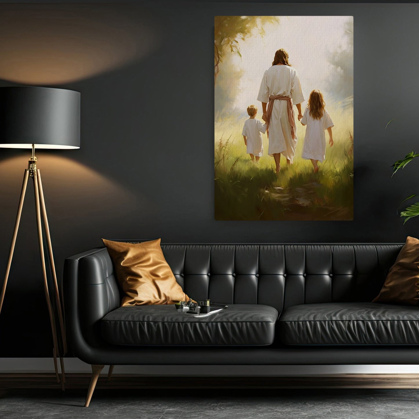 Guidance Through Fields of Light, Jesus Christian Canvas Painting, Xmas Wall Art Decor - Christmas Poster Gift