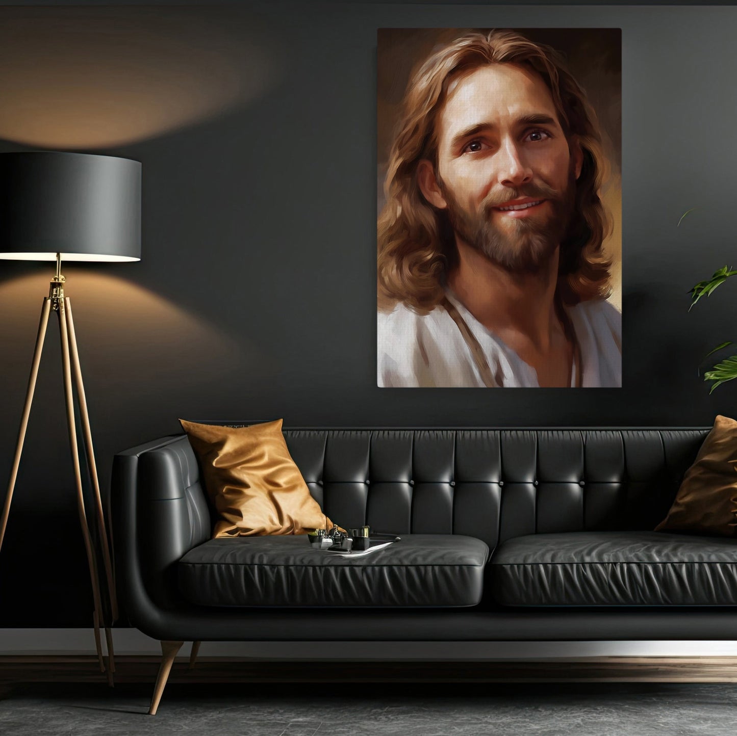 Portrait of Compassionate Serenity, Jesus Christian Canvas Painting, Xmas Wall Art Decor - Christmas Poster Gift