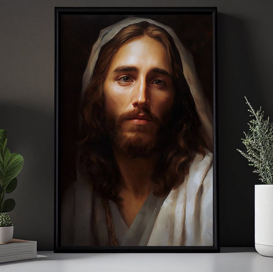 Contemplative Gaze of Sacred Wisdom, Jesus Christian Canvas Painting, Xmas Wall Art Decor - Christmas Poster Gift