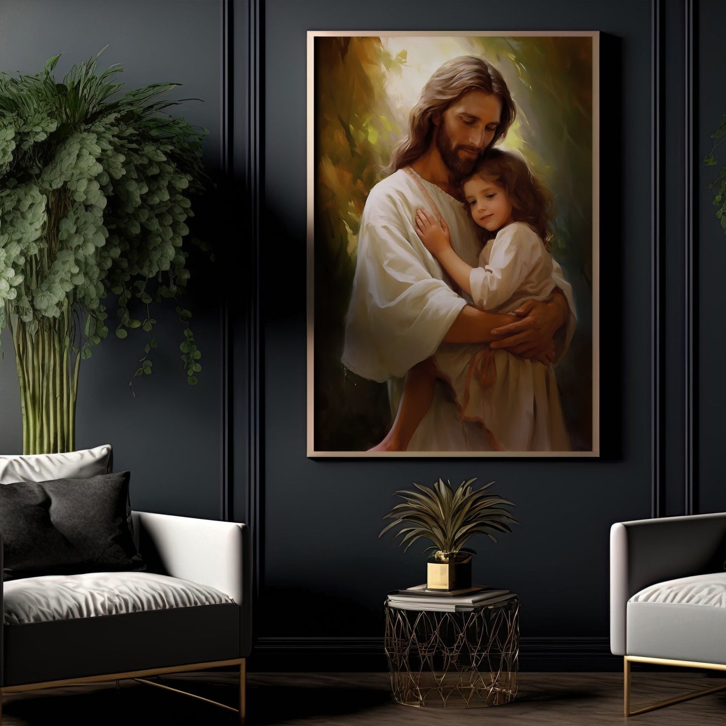 Embrace of Eternal Love, Jesus Christian Canvas Painting, Xmas Wall Art Decor - Christmas Poster Gift