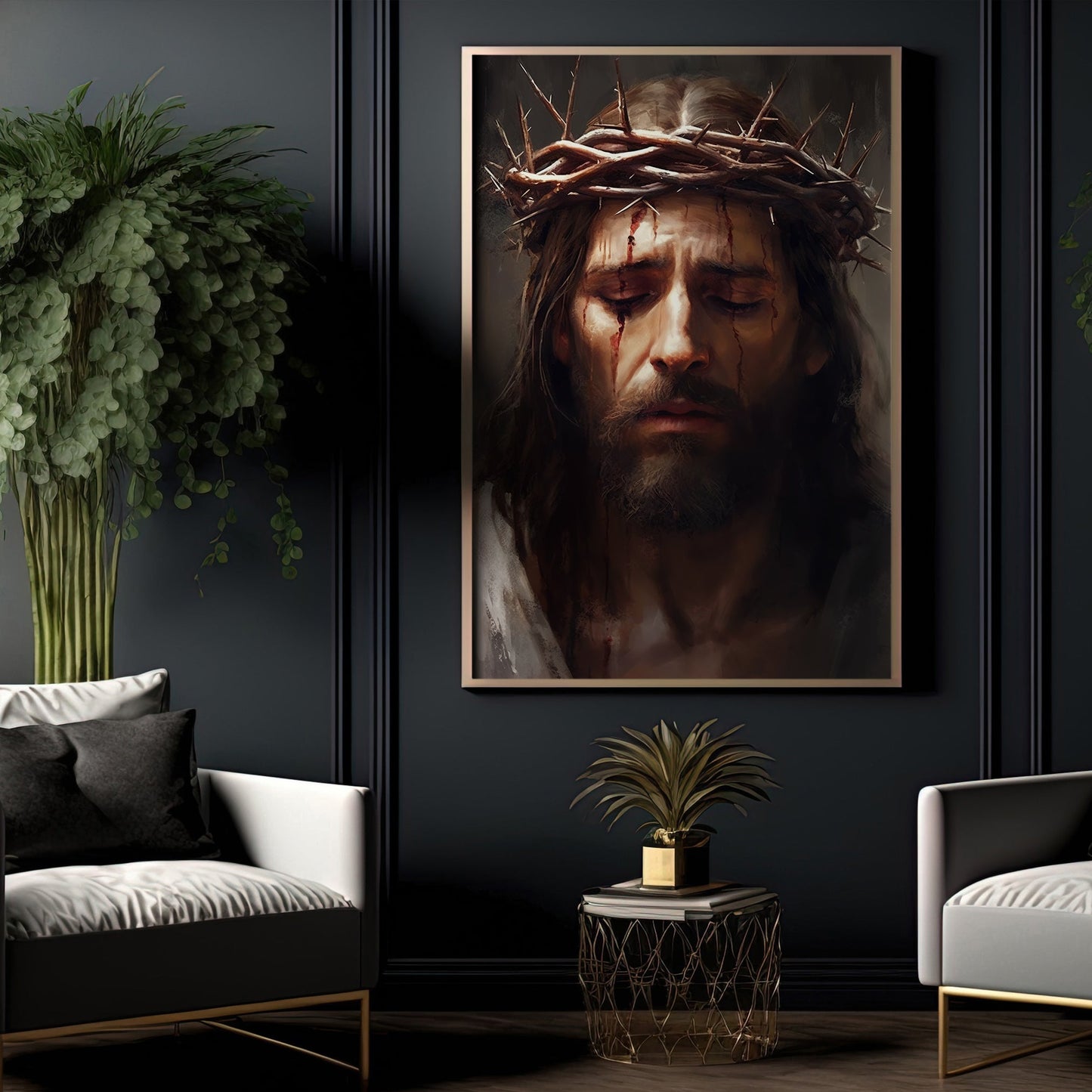 Sorrow of the Divine, Jesus Christian Canvas Painting, Xmas Wall Art Decor - Christmas Poster Gift