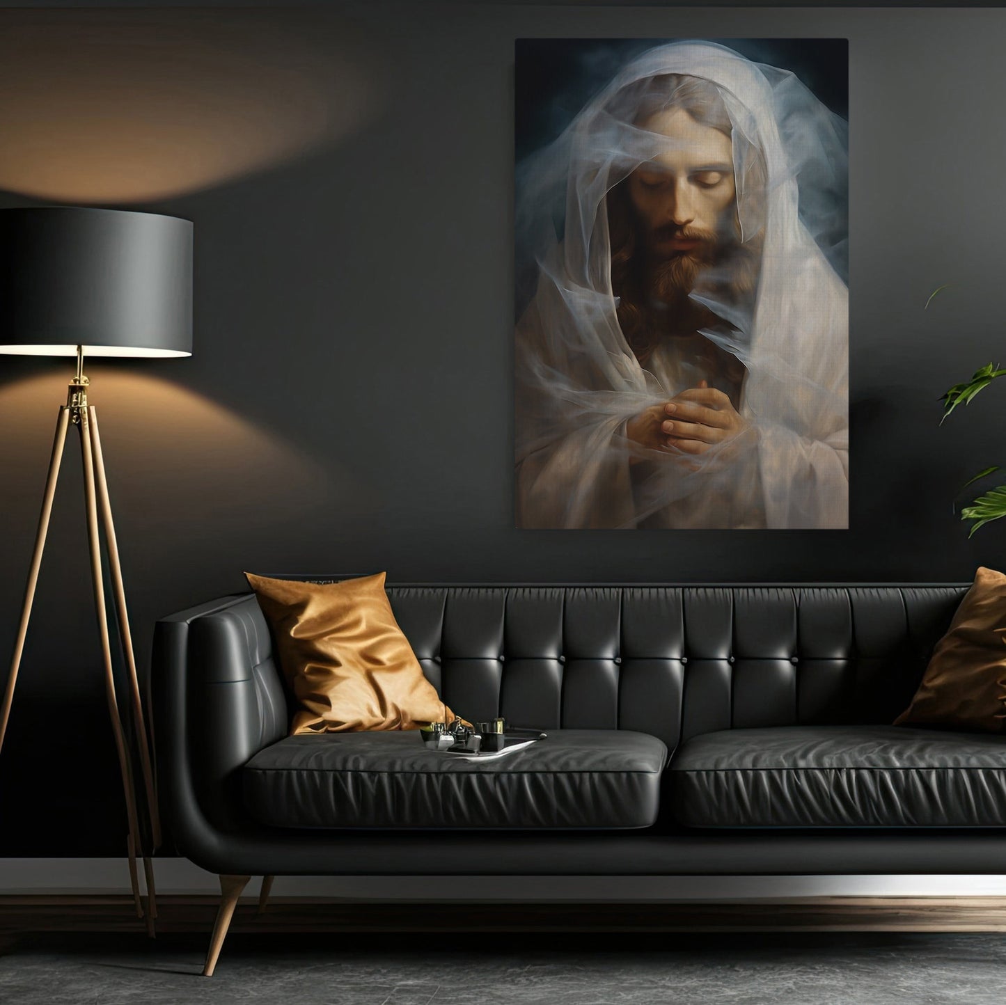 Contemplation in the Veil, Jesus Christian Canvas Painting, Xmas Wall Art Decor - Christmas Poster Gift