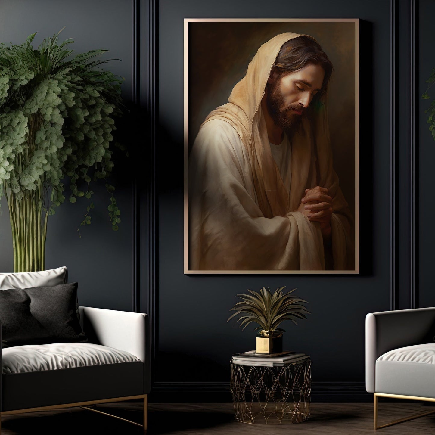 Reflection of Sacred Solace, Jesus Christian Canvas Painting, Xmas Wall Art Decor - Christmas Poster Gift