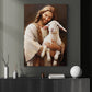 Guardian of the Innocent, Jesus Christian Canvas Painting, Xmas Wall Art Decor - Christmas Poster Gift For Goat Lovers