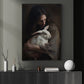 Compassion's Gentle Embrace, Jesus Christian Canvas Painting, Xmas Wall Art Decor - Christmas Poster Gift For Rabbit Lovers