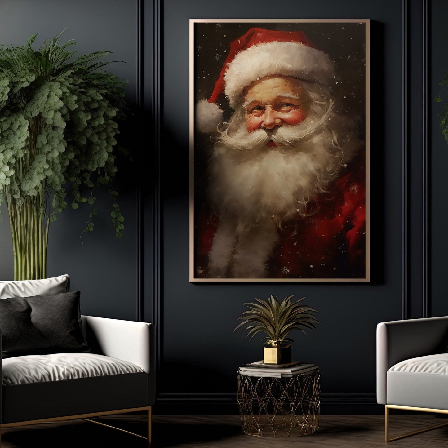 Santa Claus Canvas Painting, Xmas Wall Art Decor - Christmas Poster Gift