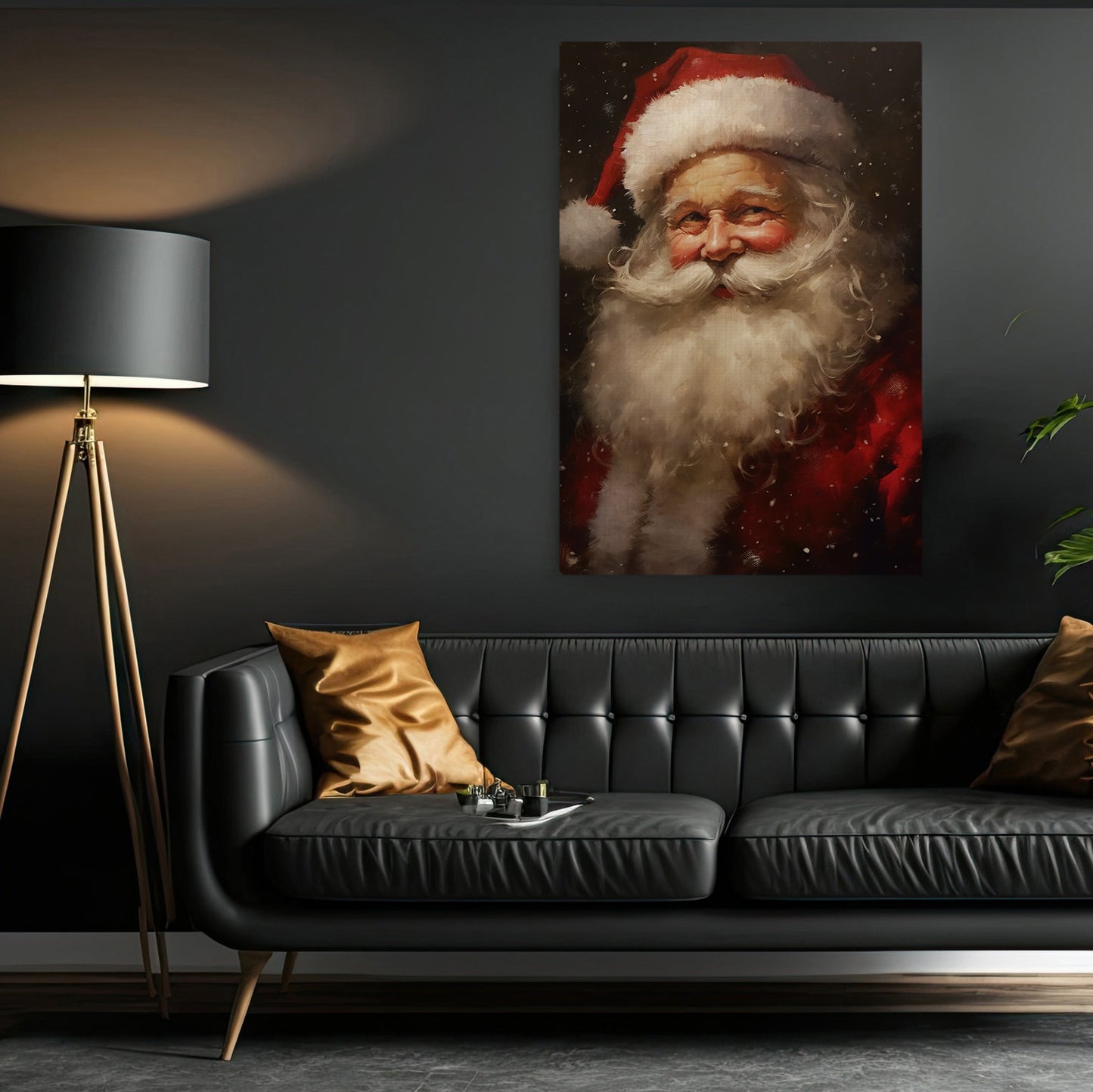 Santa Claus Canvas Painting, Xmas Wall Art Decor - Christmas Poster Gift