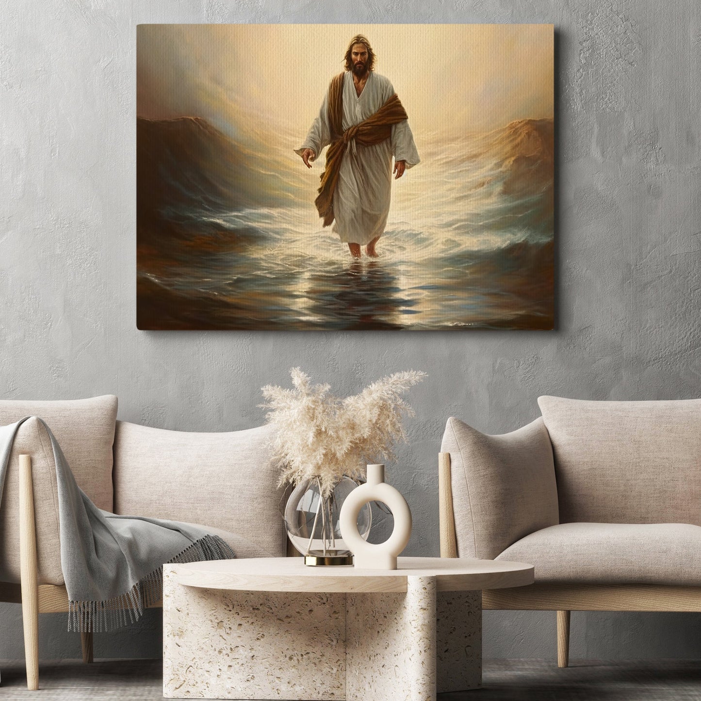 Serene Water Miracle, Jesus Christian Canvas Painting, Xmas Wall Art Decor - Christmas Poster Gift