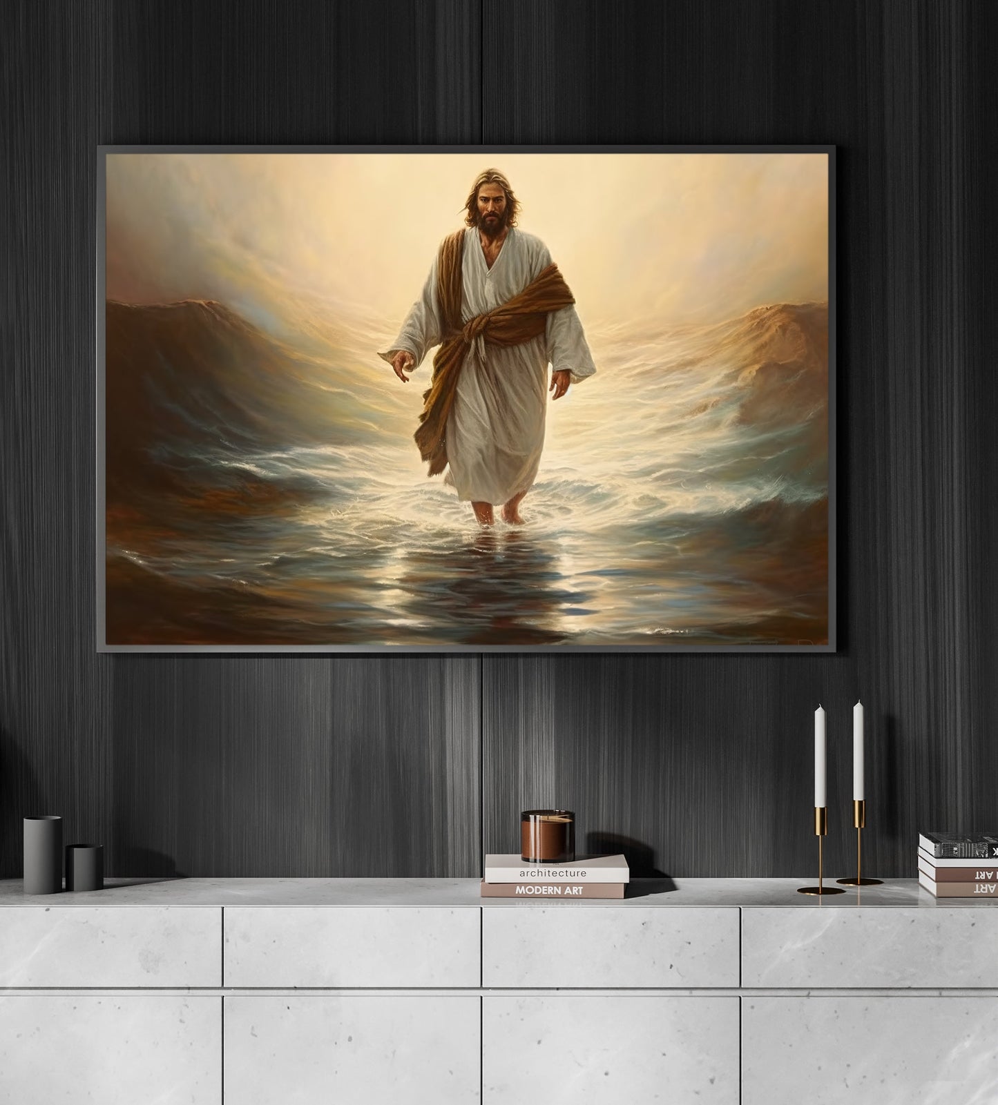 Serene Water Miracle, Jesus Christian Canvas Painting, Xmas Wall Art Decor - Christmas Poster Gift