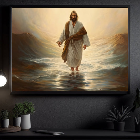 Serene Water Miracle, Jesus Christian Canvas Painting, Xmas Wall Art Decor - Christmas Poster Gift