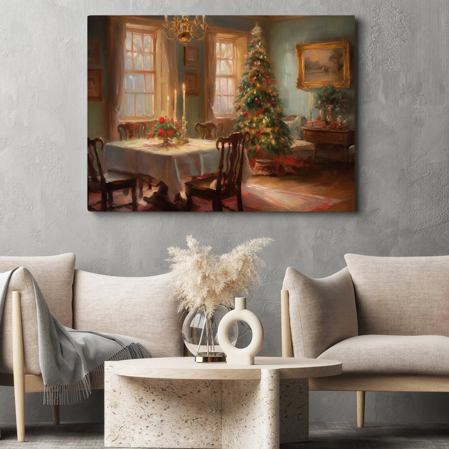 Yuletide Hearth Warmth, Canvas Painting, Xmas Wall Art Decor - Christmas Poster Gift