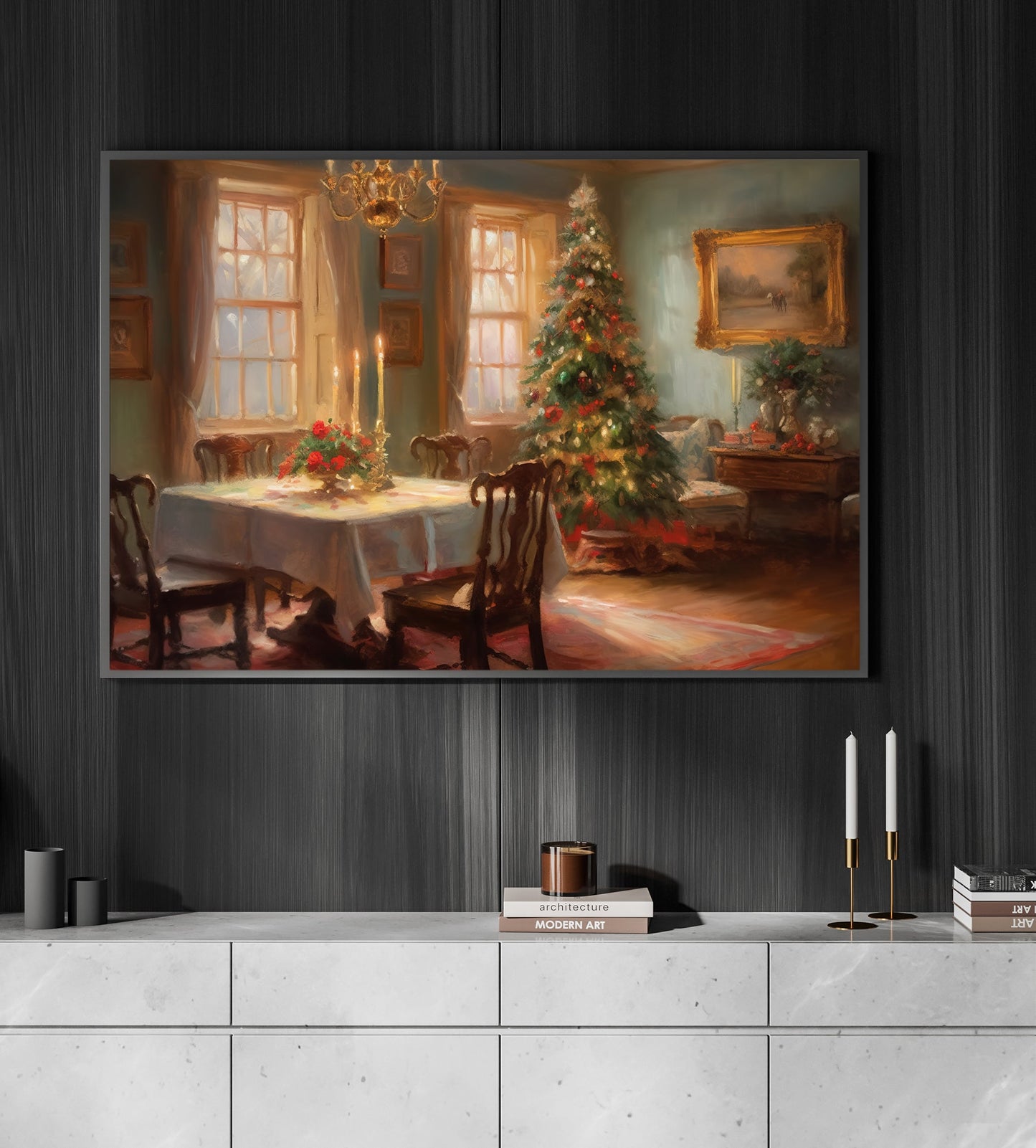 Yuletide Hearth Warmth, Canvas Painting, Xmas Wall Art Decor - Christmas Poster Gift