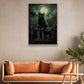 A Black Cat's Moonlit Vigil, Cat Canvas Painting, Wall Art Decor - Poster Gift For Cat Lovers