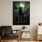 A Black Cat's Moonlit Vigil, Cat Canvas Painting, Wall Art Decor - Poster Gift For Cat Lovers