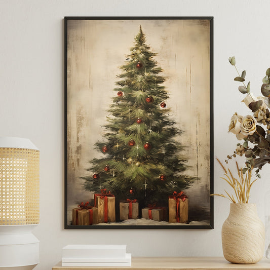 Christmas Tree And Gifts, Christmas Tree Canvas Painting, Xmas Wall Art Decor - Christmas Poster Gift