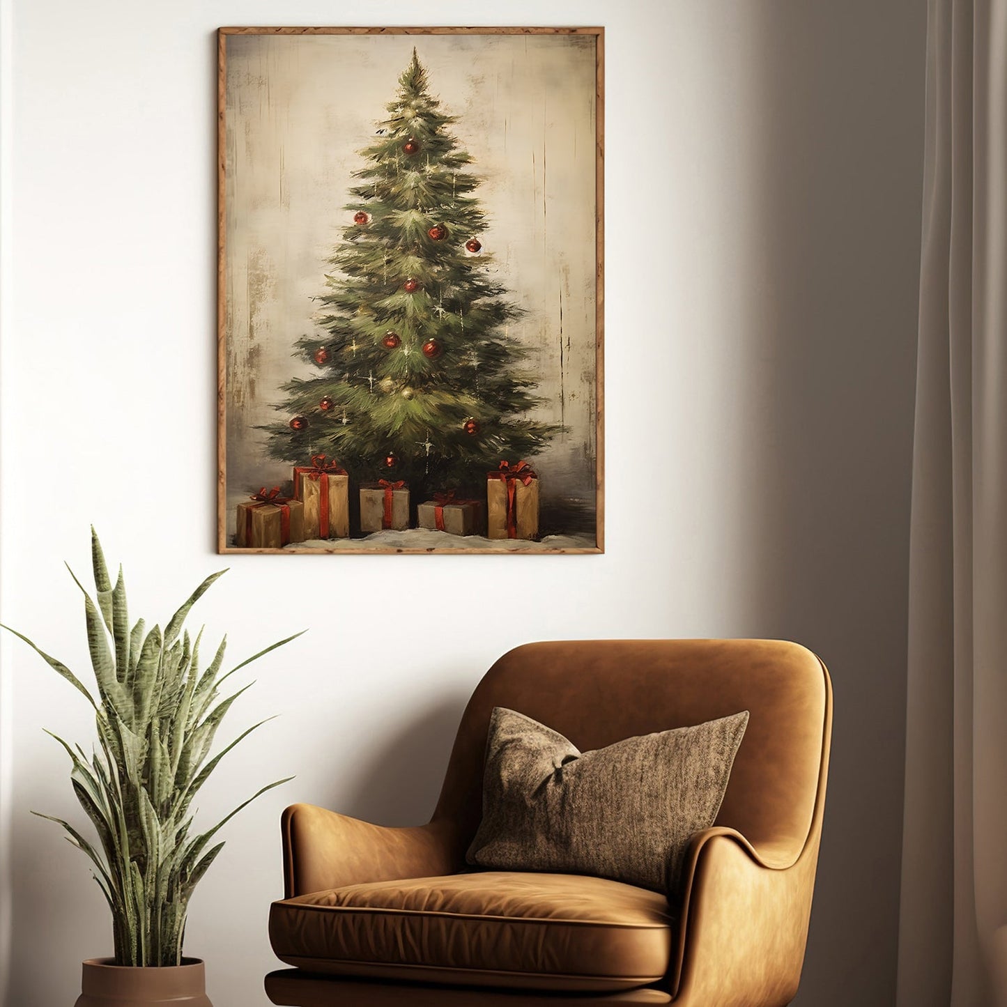 Christmas Tree And Gifts, Christmas Tree Canvas Painting, Xmas Wall Art Decor - Christmas Poster Gift