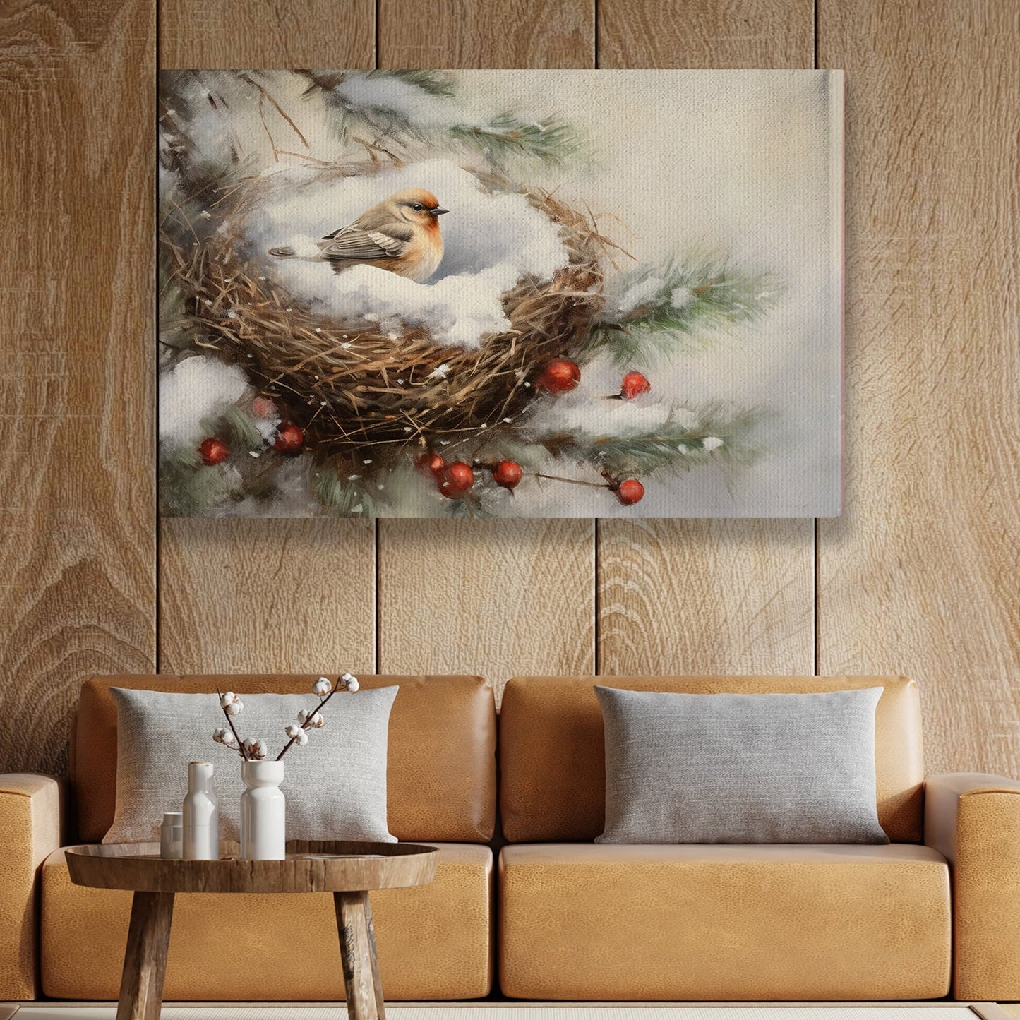 The Peace Of Birds In Their Nests, Bird Canvas Painting, Wall Art Decor - Bird Poster Gift