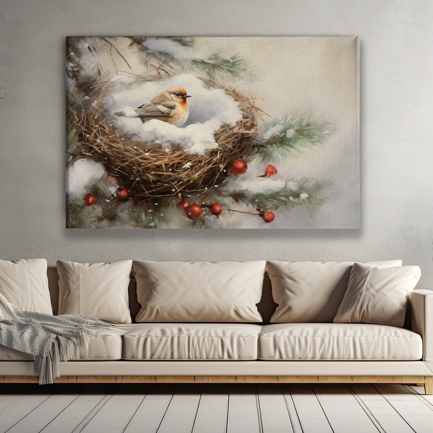 The Peace Of Birds In Their Nests, Bird Canvas Painting, Wall Art Decor - Bird Poster Gift