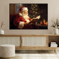 Santa's Quiet Reading Book, Santa Claus Canvas Painting, Xmas Wall Art Decor - Christmas Poster Gift