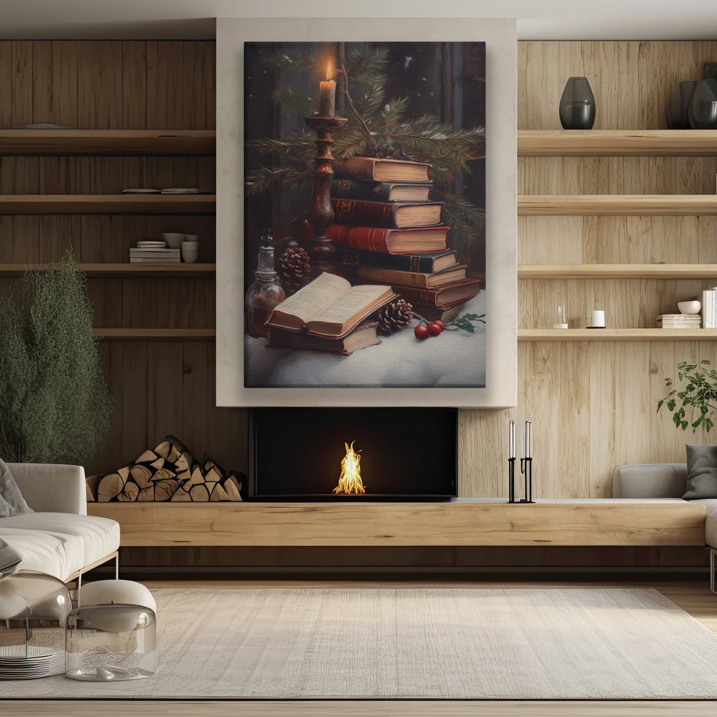 The Books Are Stacked On Top Of Each Other, Book Canvas Painting, Wall Art Decor - Poster Gift For Book Lovers