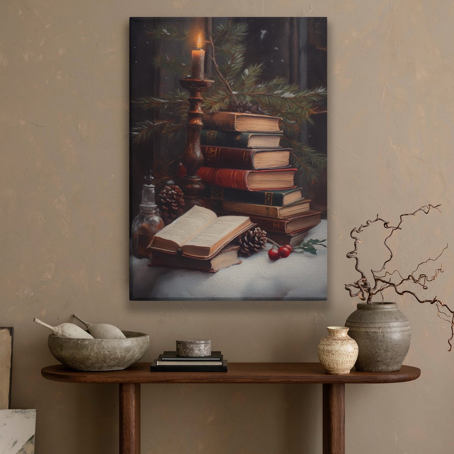 The Books Are Stacked On Top Of Each Other, Book Canvas Painting, Wall Art Decor - Poster Gift For Book Lovers
