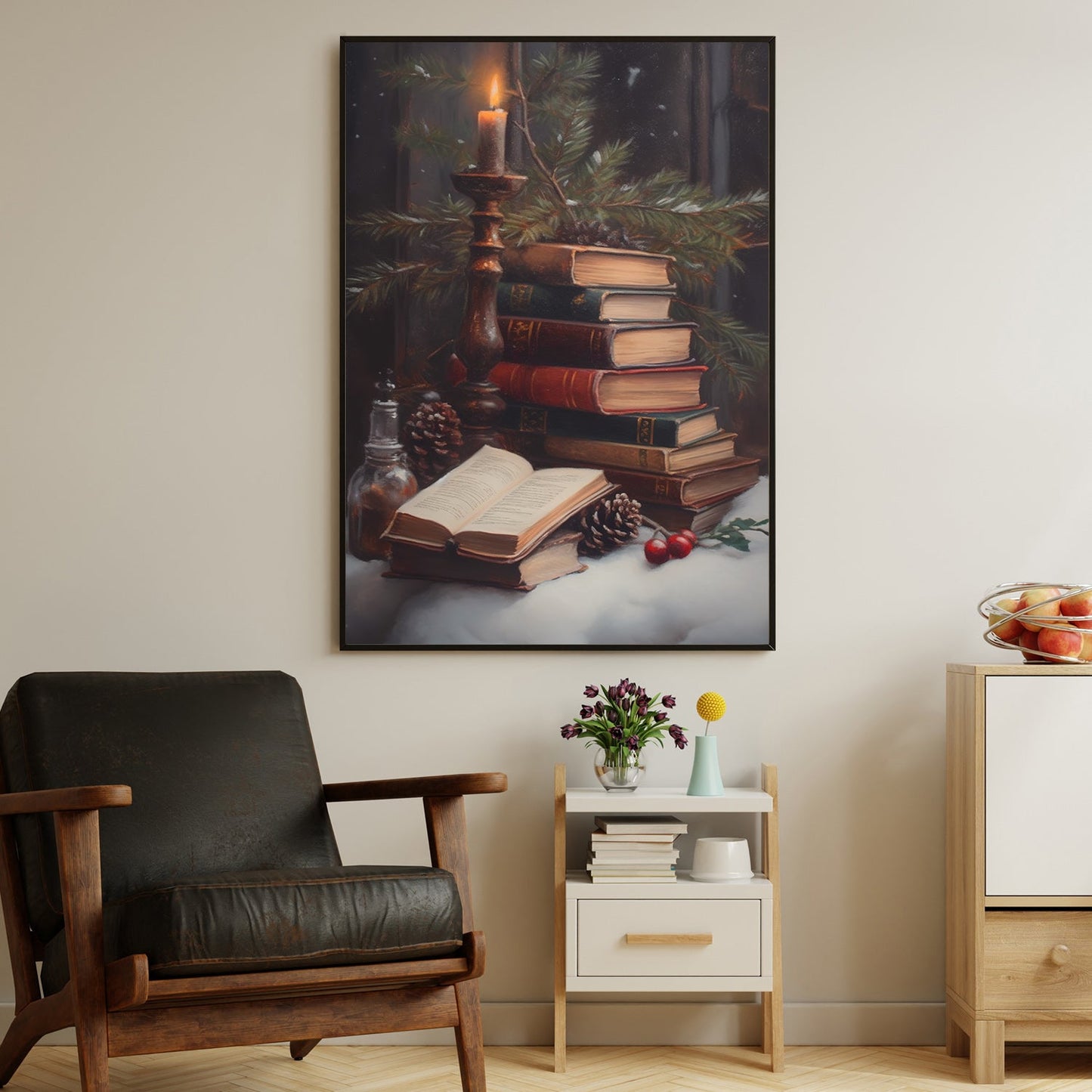 The Books Are Stacked On Top Of Each Other, Book Canvas Painting, Wall Art Decor - Poster Gift For Book Lovers