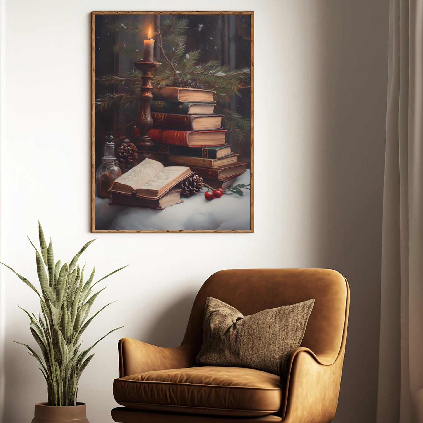 The Books Are Stacked On Top Of Each Other, Book Canvas Painting, Wall Art Decor - Poster Gift For Book Lovers