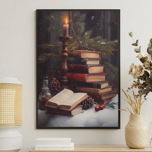 The Books Are Stacked On Top Of Each Other, Book Canvas Painting, Wall Art Decor - Poster Gift For Book Lovers