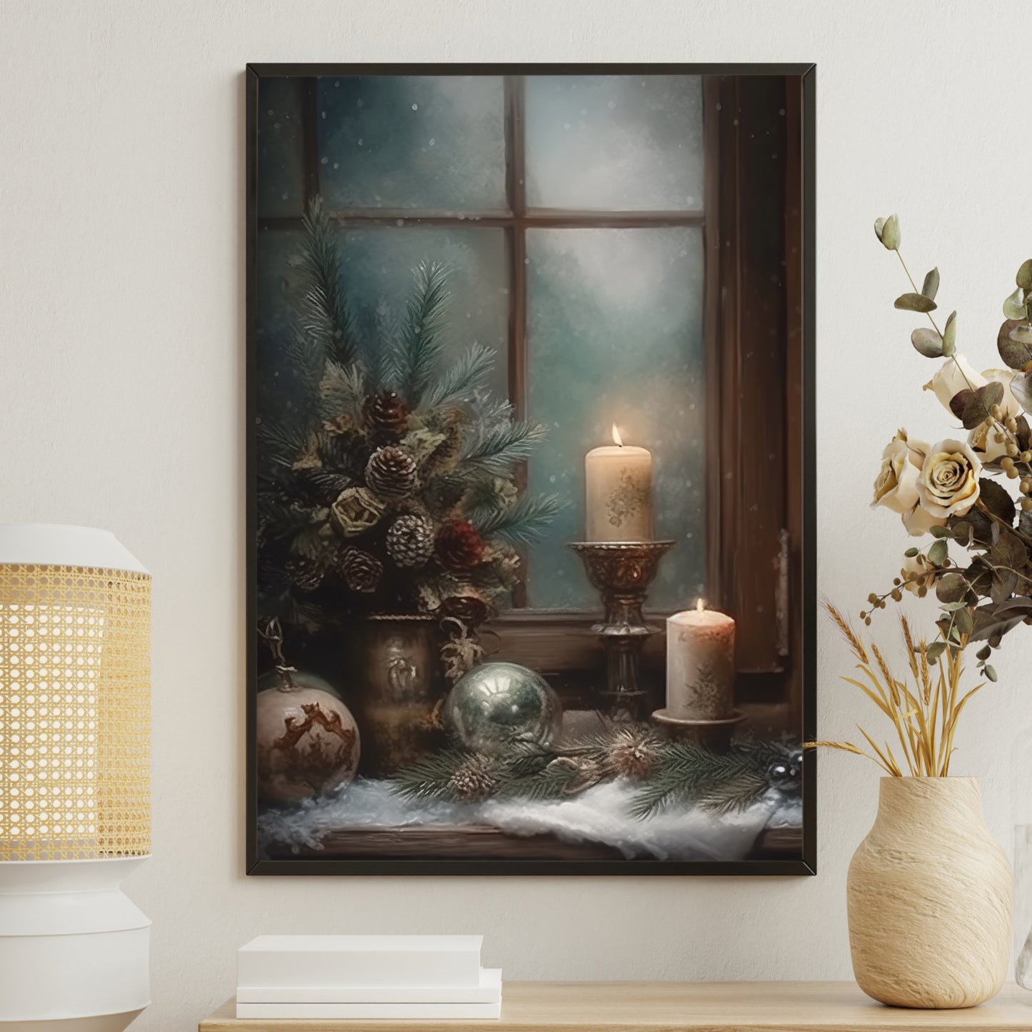 A Winter's Eve By Candlelight, Candles Canvas Painting, Wall Art Decor - Poster Gift For Candle Lovers