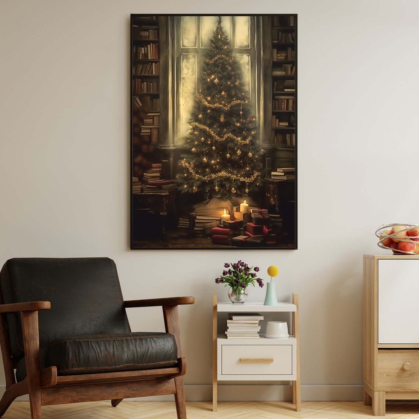 Sparkling Christmas Tree, Christmas Tree Canvas Painting, Xmas Wall Art Decor - Christmas Poster Gift