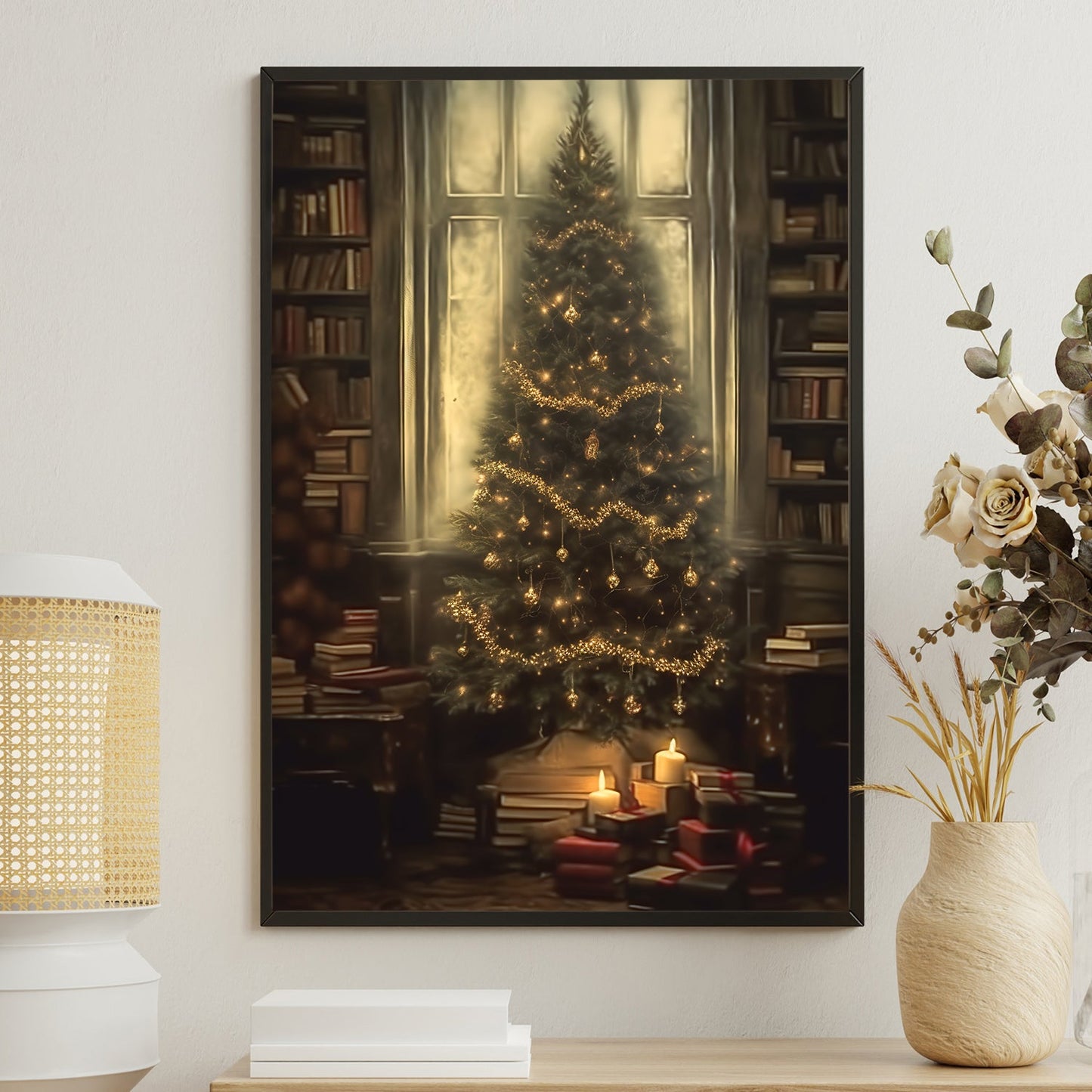 Sparkling Christmas Tree, Christmas Tree Canvas Painting, Xmas Wall Art Decor - Christmas Poster Gift