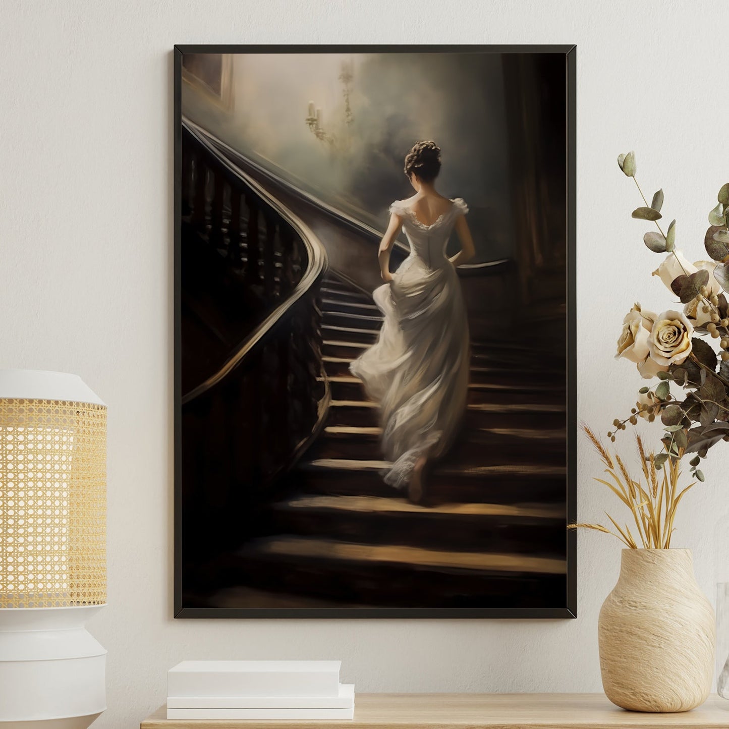 The Princess Is Going Up The Stairs, Princess Canvas Painting, Wall Art Decor - Princess Poster Gift