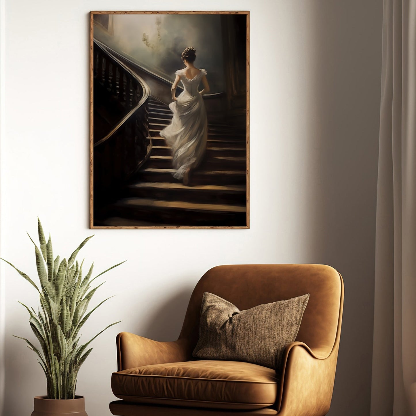 The Princess Is Going Up The Stairs, Princess Canvas Painting, Wall Art Decor - Princess Poster Gift