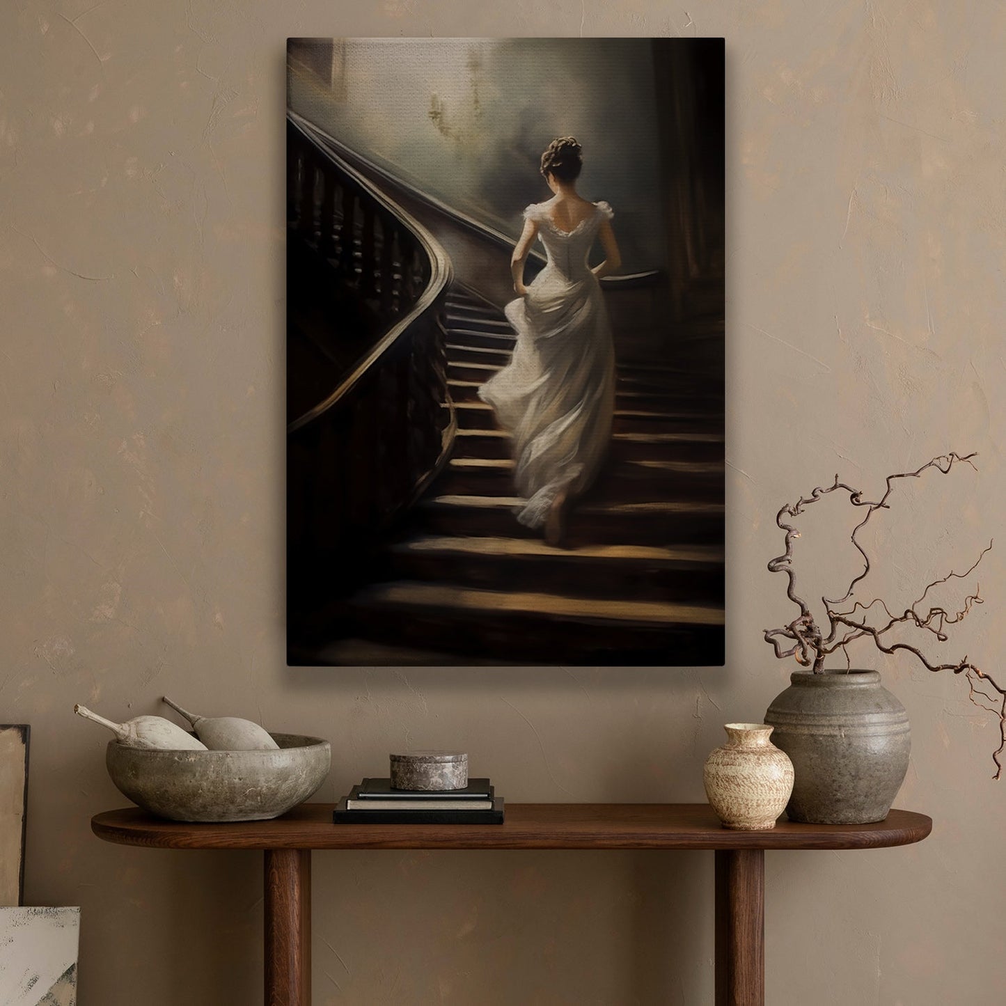 The Princess Is Going Up The Stairs, Princess Canvas Painting, Wall Art Decor - Princess Poster Gift