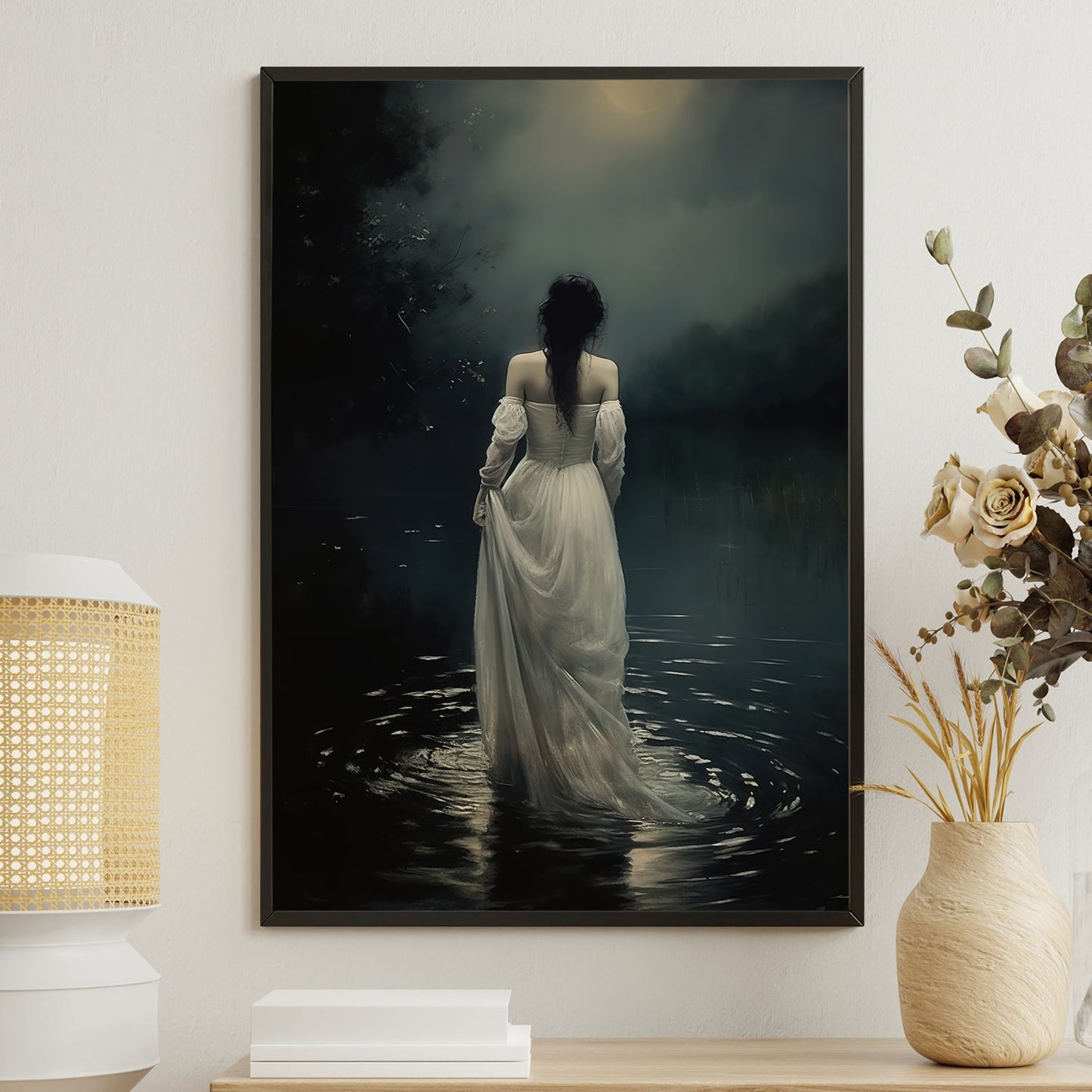 Vintage Mythical Princess Under The Moon, Victorian Princess Canvas Painting, Wall Art Decor - Princess Poster Gift