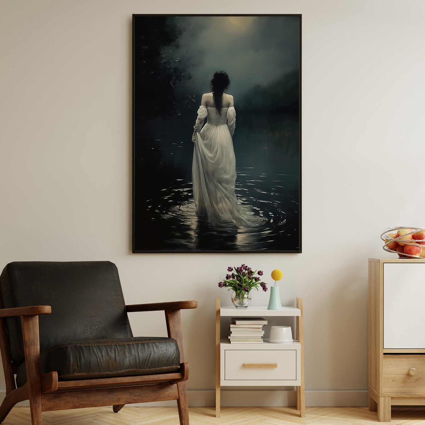 Vintage Mythical Princess Under The Moon, Victorian Princess Canvas Painting, Wall Art Decor - Princess Poster Gift