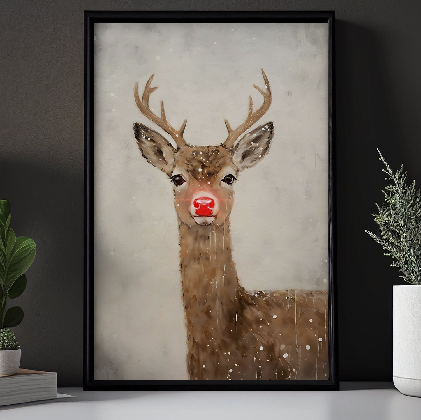 Baby Deer Look At You, Deer Christmas Canvas Painting, Xmas Wall Art Decor - Deer Poster Gift